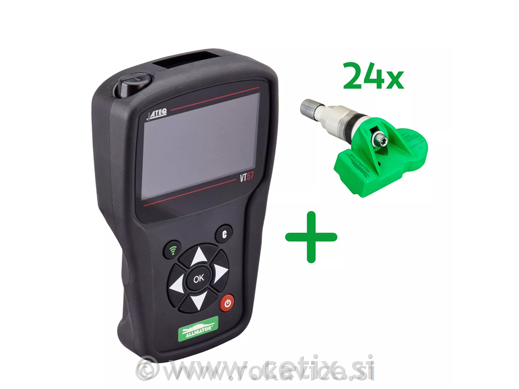ATEQ VT57 TPMS komplet: Diagnostična naprava + 24x All-In-One senzorji (Srebrni)