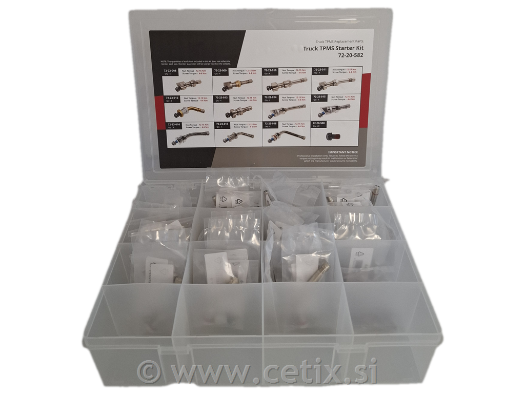 Profesionalni TPMS začetni set za tovorna vozila (44 ventilov + vijaki)