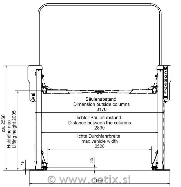 Dvostebrno dvigalo - Consul 2.35 Premium
